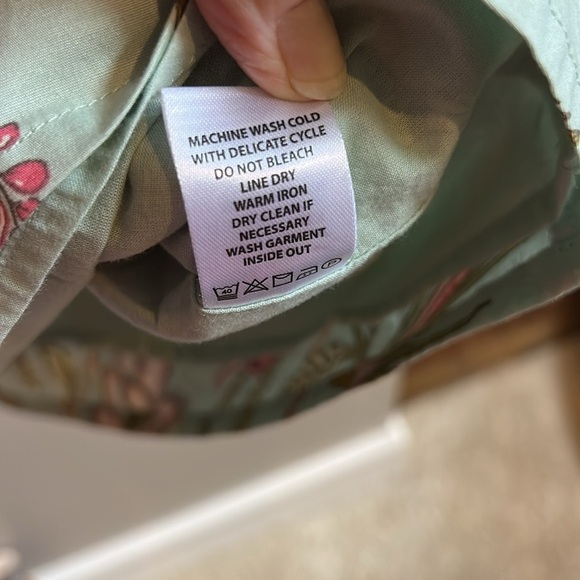 Spartina 449 Seafoam Sugar Mill Peacock Floral Olivia Poplin Dress Size Small - Picture 8 of 11